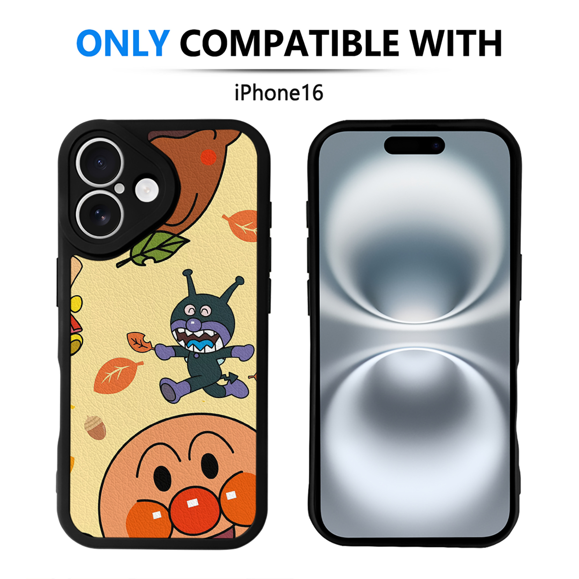 （画像用） アンパンマン Anpanman 【iPhone 16シリーズ対応】シリコンスマホケース（レザー調） 材質：シリコン